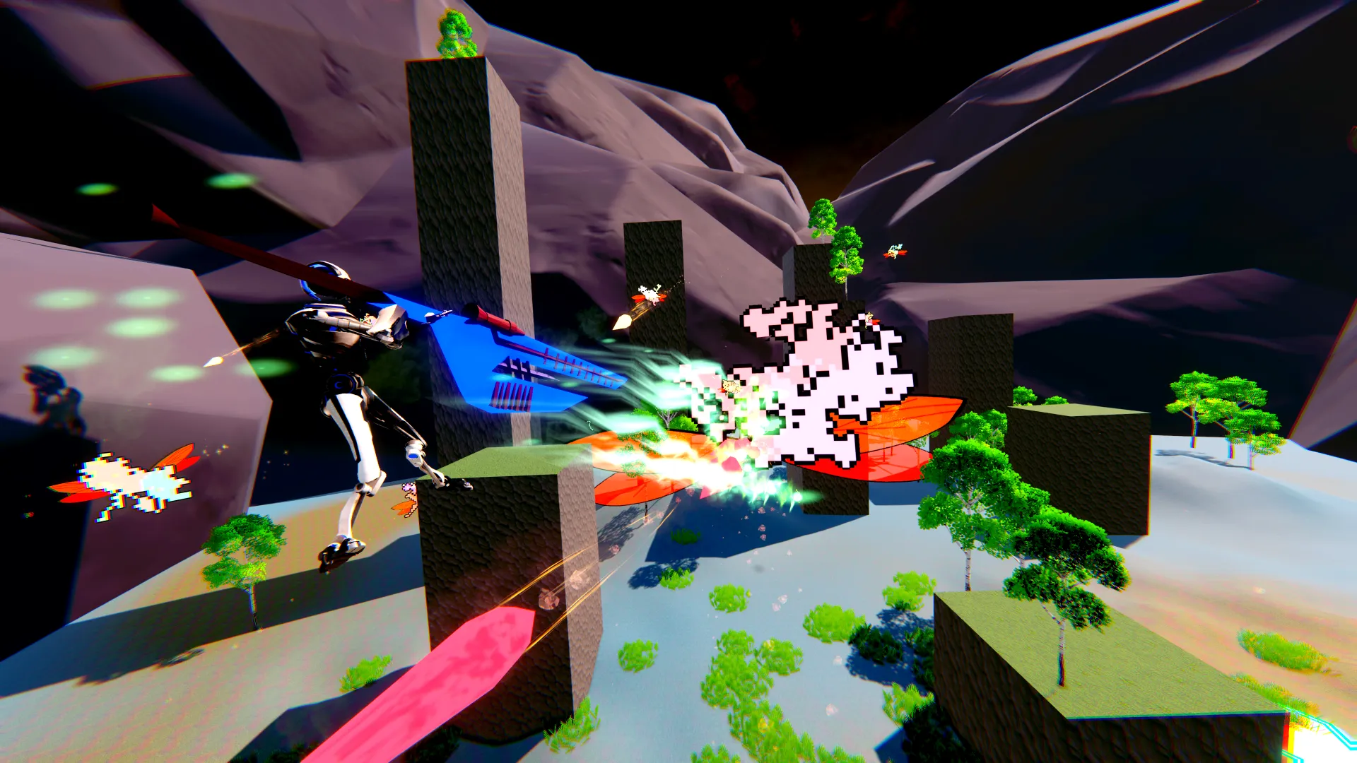 迫力あるボス戦シーン。巨大な敵との激しい戦闘